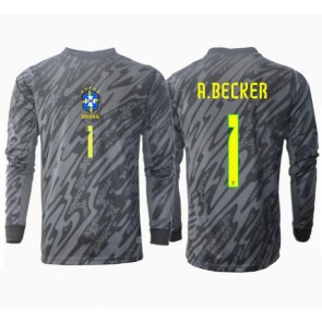Brasilien Alisson Becker #1 Målmand Replika Udebanetrøje Copa America 2024 Langærmet